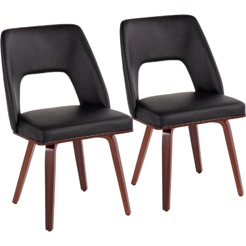 Triad Dining Chair in Black Leatherette & Walnut Bamboo (Set of 2)